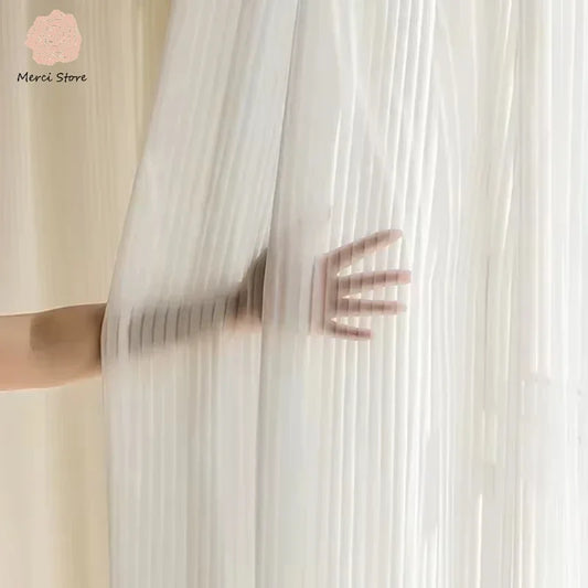 Striped Transparent Tulle Curtain