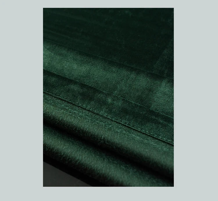 Luxury Dark Green Velvet Curtains - 80% Blackout