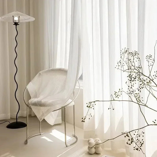 Striped Transparent Tulle Curtain
