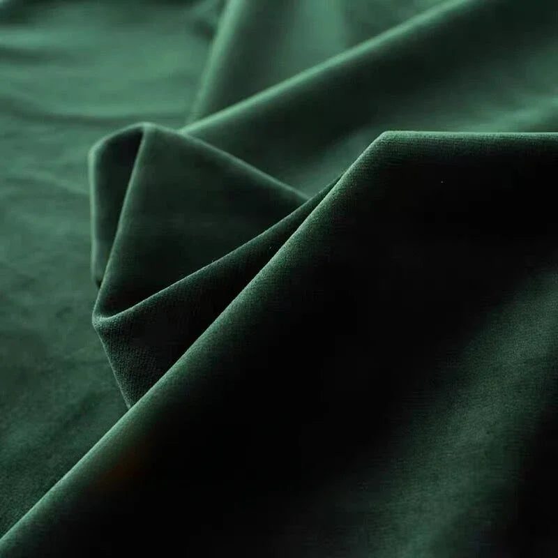 Luxury Dark Green Velvet Curtains - 80% Blackout