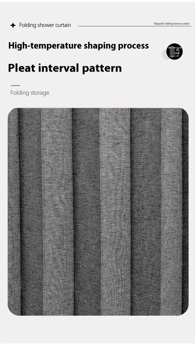 Magnetic Folding Waterproof Shower Curtain