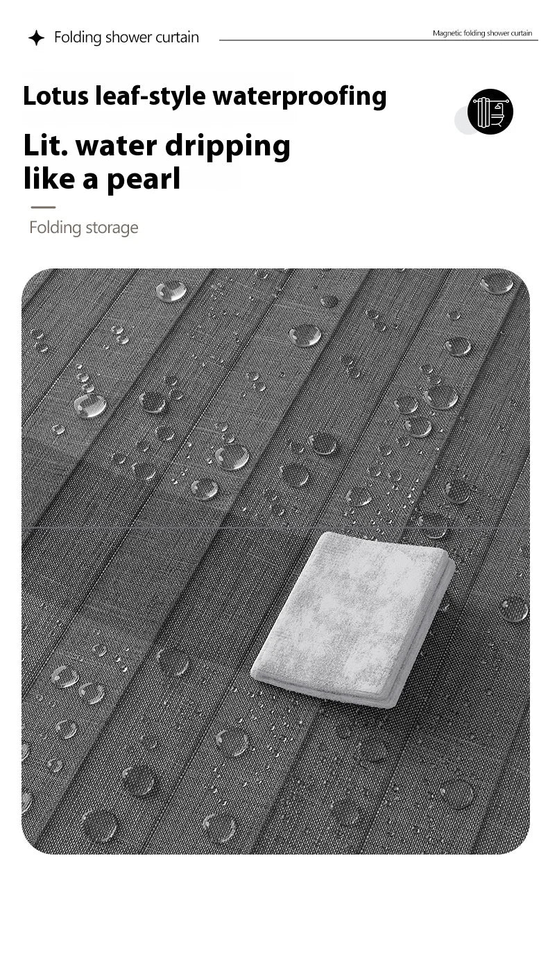Magnetic Folding Waterproof Shower Curtain